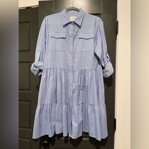 “The Shirt” Chambray Dress by Rochelle Behrens Size Large Gently Worn